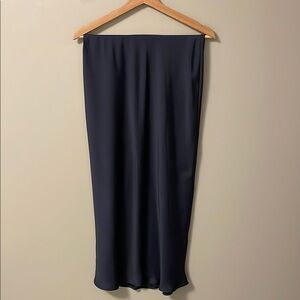 Zara Satin Elegant Navy Midi Skirt